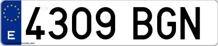 Ejemplo de matrícula española 4309 BGN
