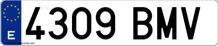 Ejemplo de matrícula española 4309 BMV