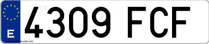 Ejemplo de matrícula española 4309 FCF