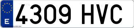 Ejemplo de matrícula española 4309 HVC