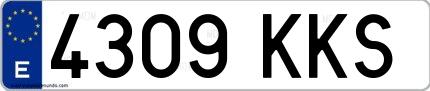 Ejemplo de matrícula española 4309 KKS
