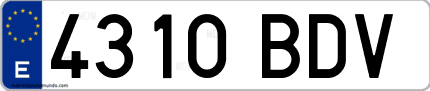 Ejemplo de matrícula de coche ordinaria 4310 BDV