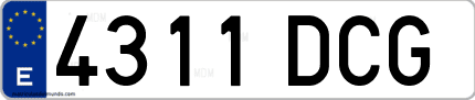 Ejemplo de matrícula de coche ordinaria 4311 DCG