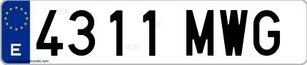 Ejemplo de matrícula española 4311 MWG