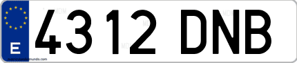 Ejemplo de matrícula de coche ordinaria 4312 DNB