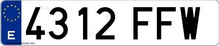 Ejemplo de matrícula española 4312 FFW