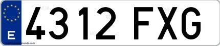 Ejemplo de matrícula española 4312 FXG