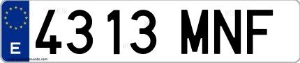 Ejemplo de matrícula española 4313 MNF