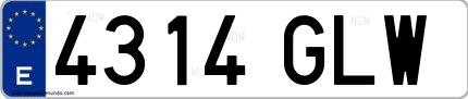 Ejemplo de matrícula española 4314 GLW