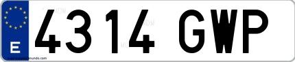 Ejemplo de matrícula española 4314 GWP