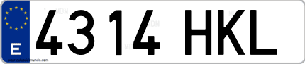 Ejemplo de matrícula de coche ordinaria 4314 HKL