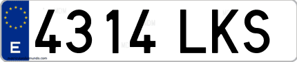 Ejemplo de matrícula de coche ordinaria 4314 LKS
