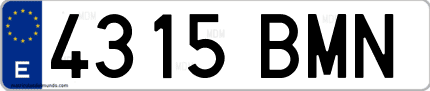 Ejemplo de matrícula de coche ordinaria 4315 BMN