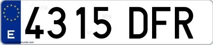 Ejemplo de matrícula de coche ordinaria 4315 DFR
