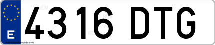 Ejemplo de matrícula de coche ordinaria 4316 DTG
