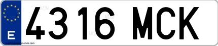 Ejemplo de matrícula de coche ordinaria 4316 MCK