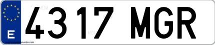 Ejemplo de matrícula española 4317 MGR