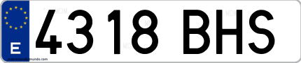 Ejemplo de matrícula de coche ordinaria 4318 BHS
