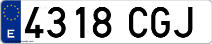 Ejemplo de matrícula de coche ordinaria 4318 CGJ