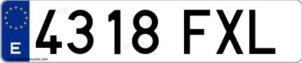 Ejemplo de matrícula española 4318 FXL