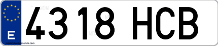 Ejemplo de matrícula de coche ordinaria 4318 HCB