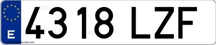 Ejemplo de matrícula de coche ordinaria 4318 LZF