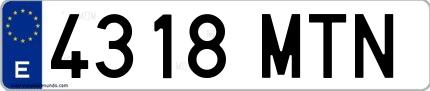 Ejemplo de matrícula española 4318 MTN