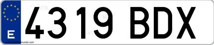 Ejemplo de matrícula española 4319 BDX