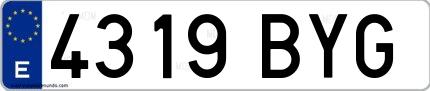 Ejemplo de matrícula española 4319 BYG