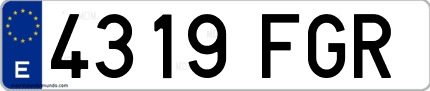Ejemplo de matrícula de coche ordinaria 4319 FGR