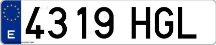 Ejemplo de matrícula española 4319 HGL