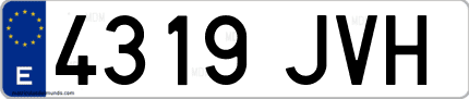 Ejemplo de matrícula de coche ordinaria 4319 JVH