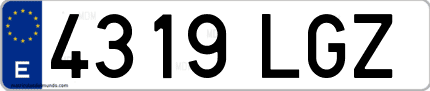 Ejemplo de matrícula de coche ordinaria 4319 LGZ