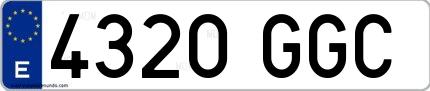 Ejemplo de matrícula española 4320 GGC
