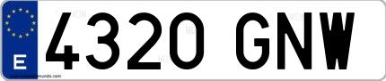 Ejemplo de matrícula española 4320 GNW