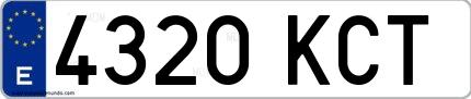 Ejemplo de matrícula española 4320 KCT