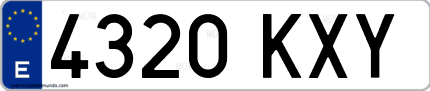 Ejemplo de matrícula de coche ordinaria 4320 KXY
