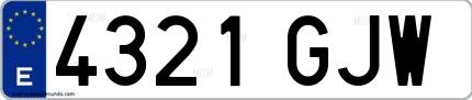 Ejemplo de matrícula española 4321 GJW