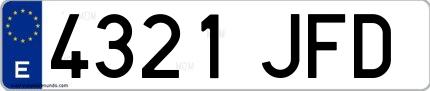 Ejemplo de matrícula española 4321 JFD