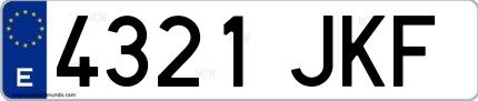 Ejemplo de matrícula española 4321 JKF