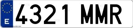 Ejemplo de matrícula española 4321 MMR