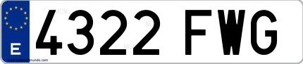 Ejemplo de matrícula española 4322 FWG