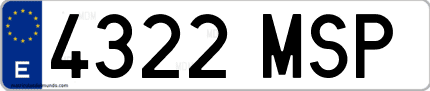 Ejemplo de matrícula de coche ordinaria 4322 MSP