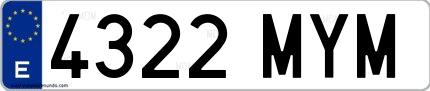 Ejemplo de matrícula española 4322 MYM
