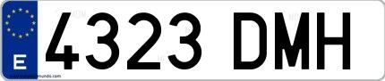 Ejemplo de matrícula española 4323 DMH