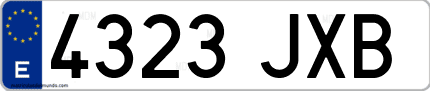 Ejemplo de matrícula de coche ordinaria 4323 JXB