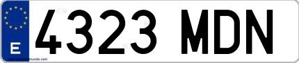 Ejemplo de matrícula española 4323 MDN