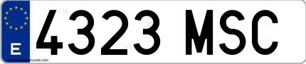 Ejemplo de matrícula española 4323 MSC