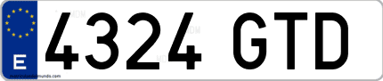 Ejemplo de matrícula de coche ordinaria 4324 GTD