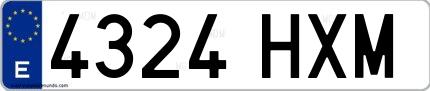 Ejemplo de matrícula española 4324 HXM